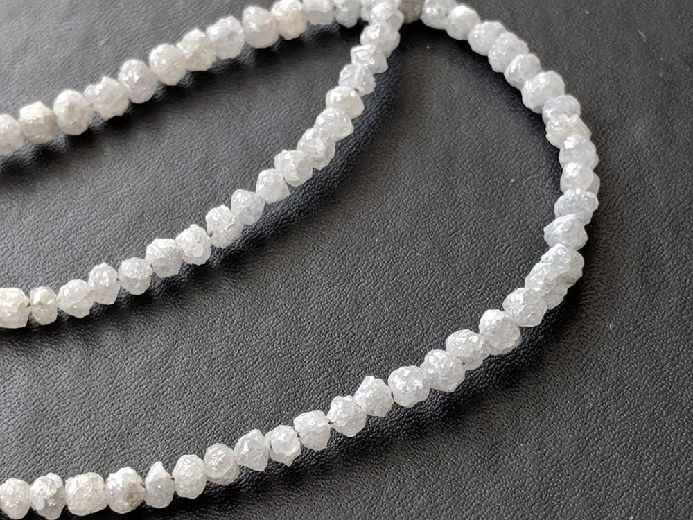 2.5-4mm Natural White Gray Raw Diamond Beads, Rough Diamond Rondelle Beads, White Gray Diamond Beads, Diamond Jewelry (4IN To 16IN) - PPD173, 2.5-4 MM Approx.