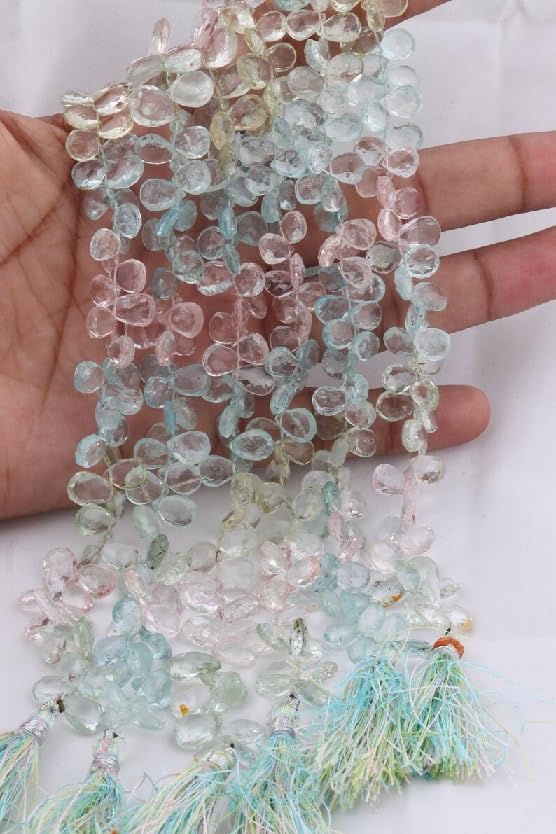 Multi Aquamarine Faceted Pear Shape Beads 6 * 9-7 * 10 mm Multi Aquamarine Beads Aquamarine Pear Shape Beads Multi Aquamarine Side Cut Beads