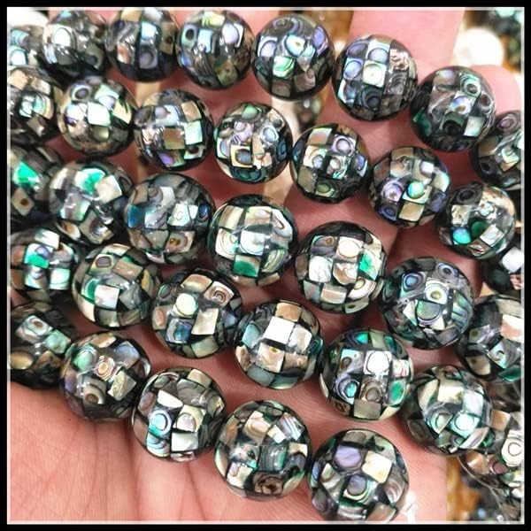 Davitu 28pcs Nature seawater Shell Beads Round Ball Shape Size 14mm Faceted Shape for Luxury Jewelry Designs DIY findings - (Color: Grey ED)