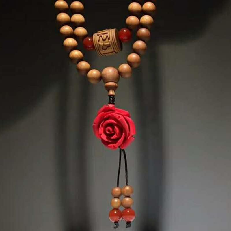 Mascot Wooden Crafts Wood Carving Art Wood Decoration Artwork 老山檀香手串朱砂玫瑰108颗 文玩手串念珠男女檀木佛珠手链(DIY不沉水6MM老山)