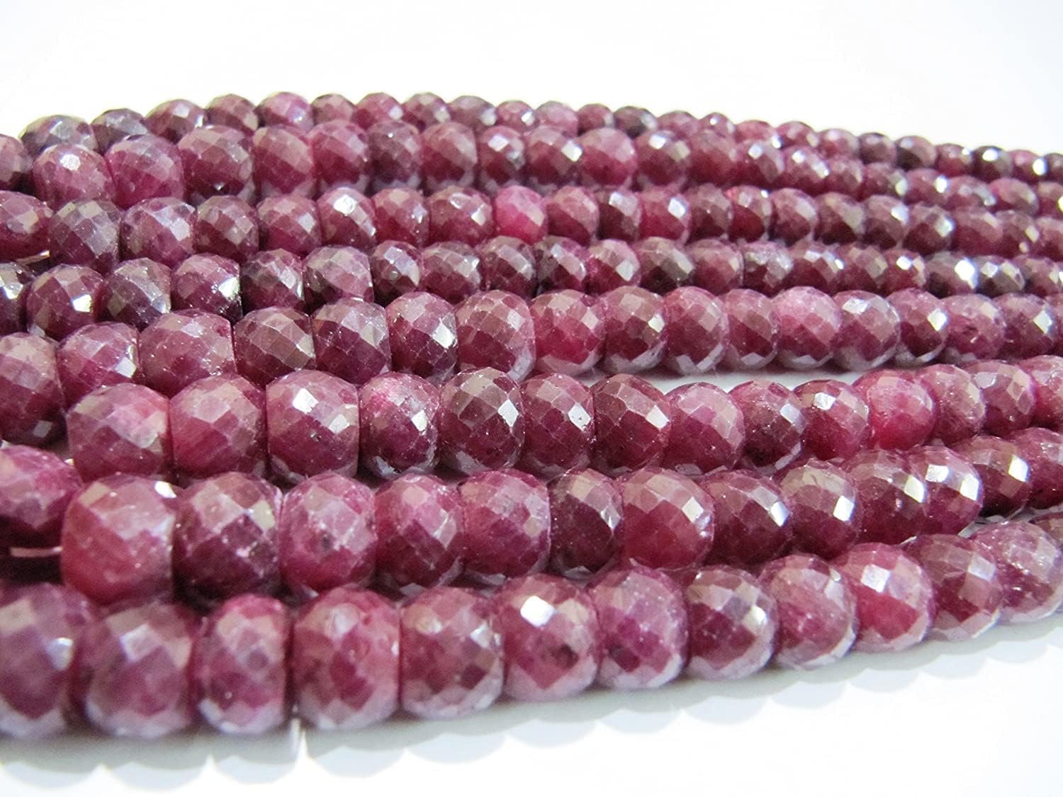 Hanumat Gems Lot of 10 Strands Natural Corundum Ruby Faceted Rondelle Beads Micro Faceted 7to10mm Beads Strand Courandam 8 Inches Strand