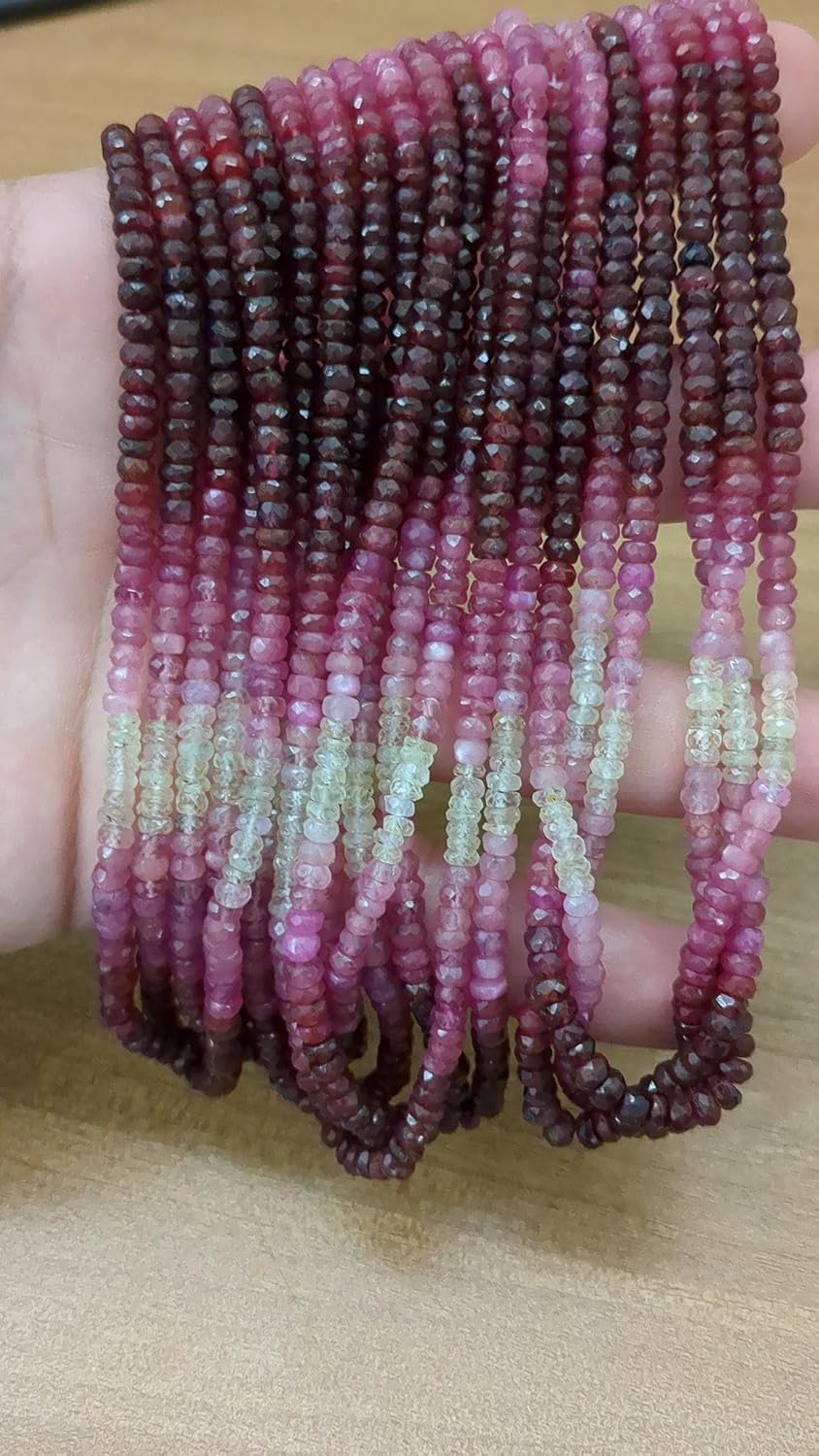 Natural Ruby Shaded Faceted Rondelle 3-5mm Beads 16