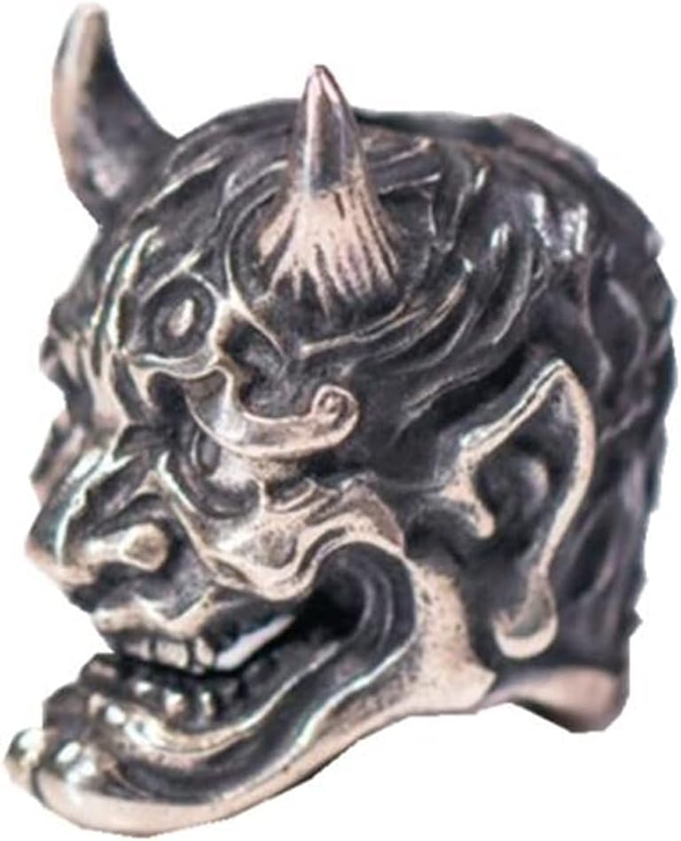 Japan Evil Hannya Lanyard Bead Charms Parachute Paracord Cord Tool for Pendant Keychain Zipper Pull S925 Red Brass