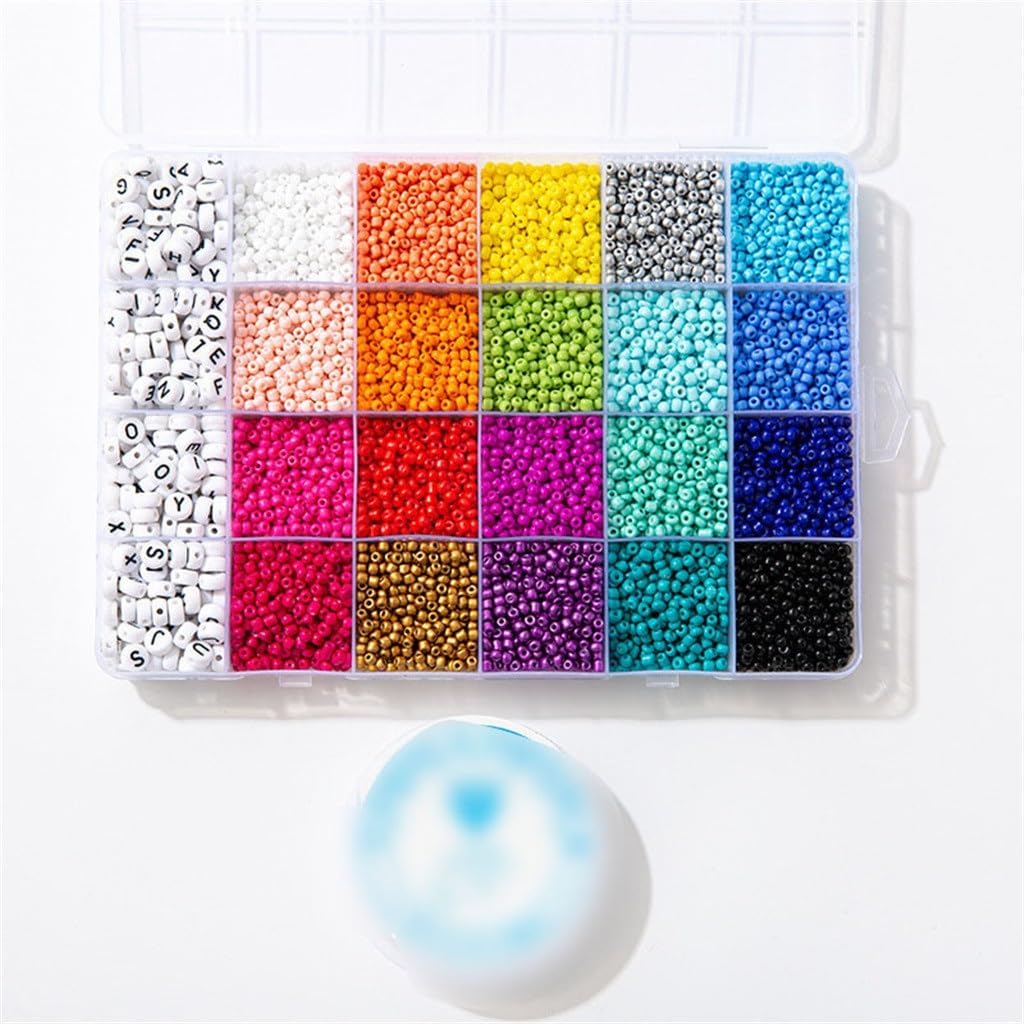Multicolor 3mm Rice Beads Glass Letter Boxed DIY Jewelry Accessories Set
