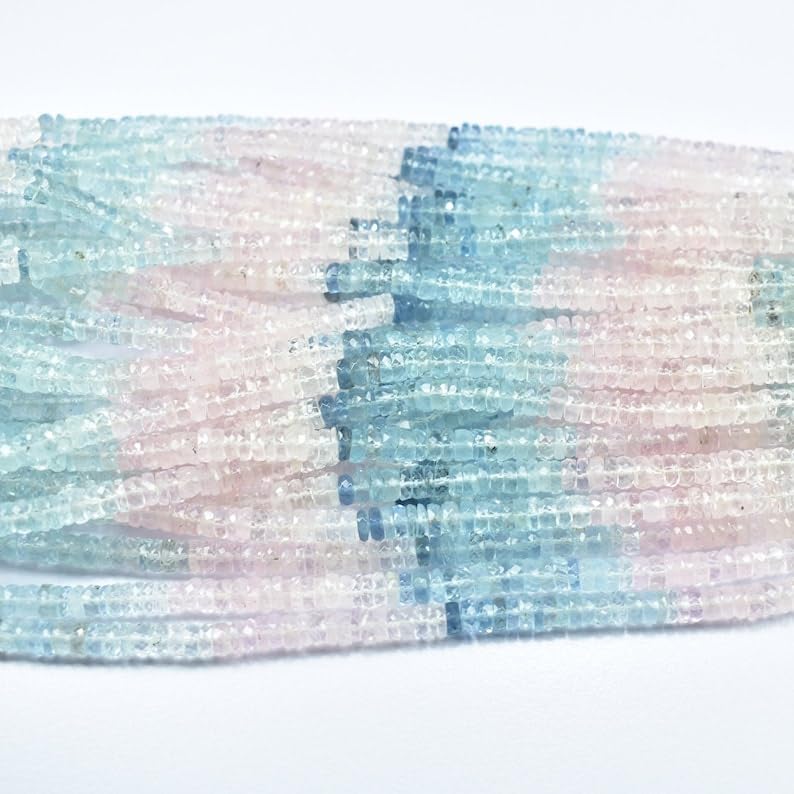 Natural Aquamarine tyre faceted Beads 4.5-5mm 18 inch long string jewelry making gemstone beads for necklace bracelet