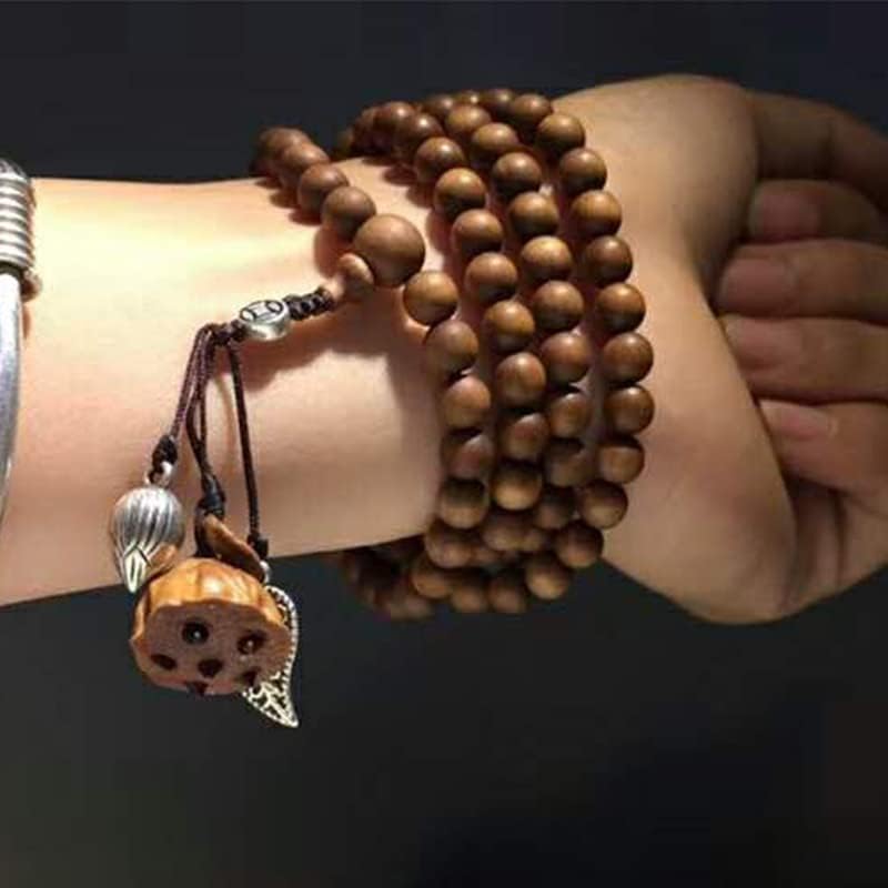 Mascot Wooden Crafts Wood Carving Art Wood Decoration Artwork 老山檀香手串相思入画108颗 文玩手串念珠男女檀木佛珠手链(DIY不沉水6MM老山)