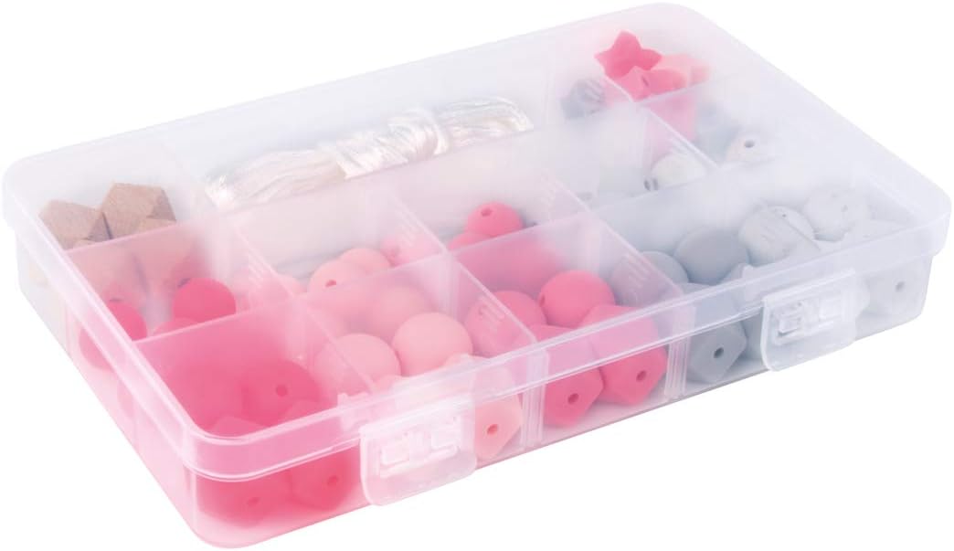 Rayher Silicone Beads Box, Pink, 61 Pieces