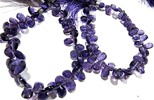 8 inch Strand of Natural Amethyst 6x9mm pear Faceted briolette Beads for DIY Jewelry Making. |BRIO_00288
