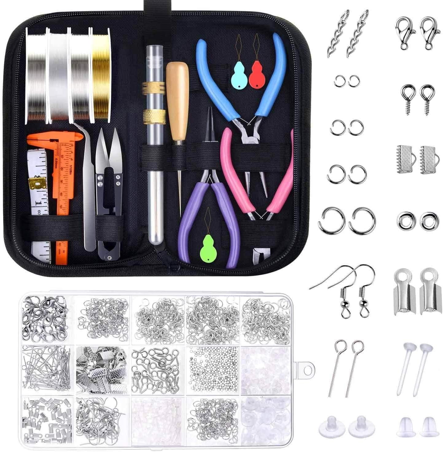 1072pc Jewelry Making Supplies Kit with Jewelry Tools, Jewelry Wires and Jewelry Findings for Jewelry Repair and Beading (Color : A)