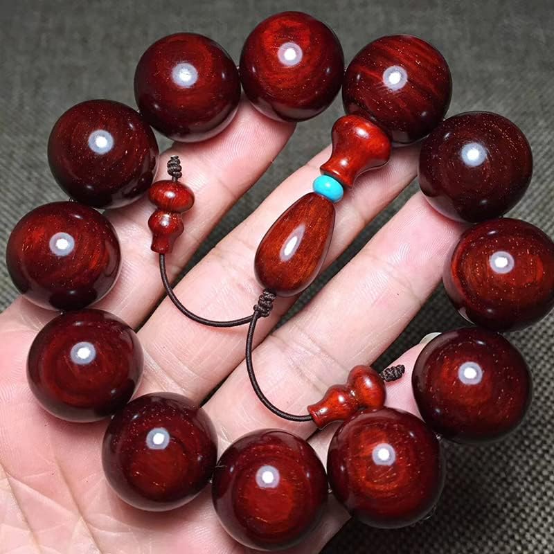 Mascot Wooden Crafts Wood Carving Art Wood Decoration Artwork 小叶紫檀2.0 * 12颗手串 酒红底色泥料油性足 手感圆润男女佛珠念珠(小叶紫檀酒红泥料2.0 * 12颗)