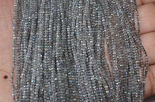 10 Strands of Flash Labradorite Rondelle Faceted 2 mm, Gemstone Diamond Cut Genuine Labradorite Beads Strand 13 inches Long