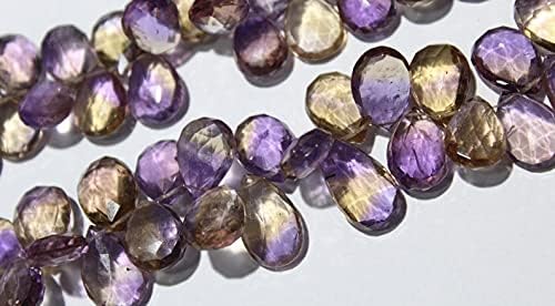 8 inch Strand of Natural Ametrine 7-19mm Pear Faceted briolette Beads for DIY Jewelry Making. |BRIO_00381