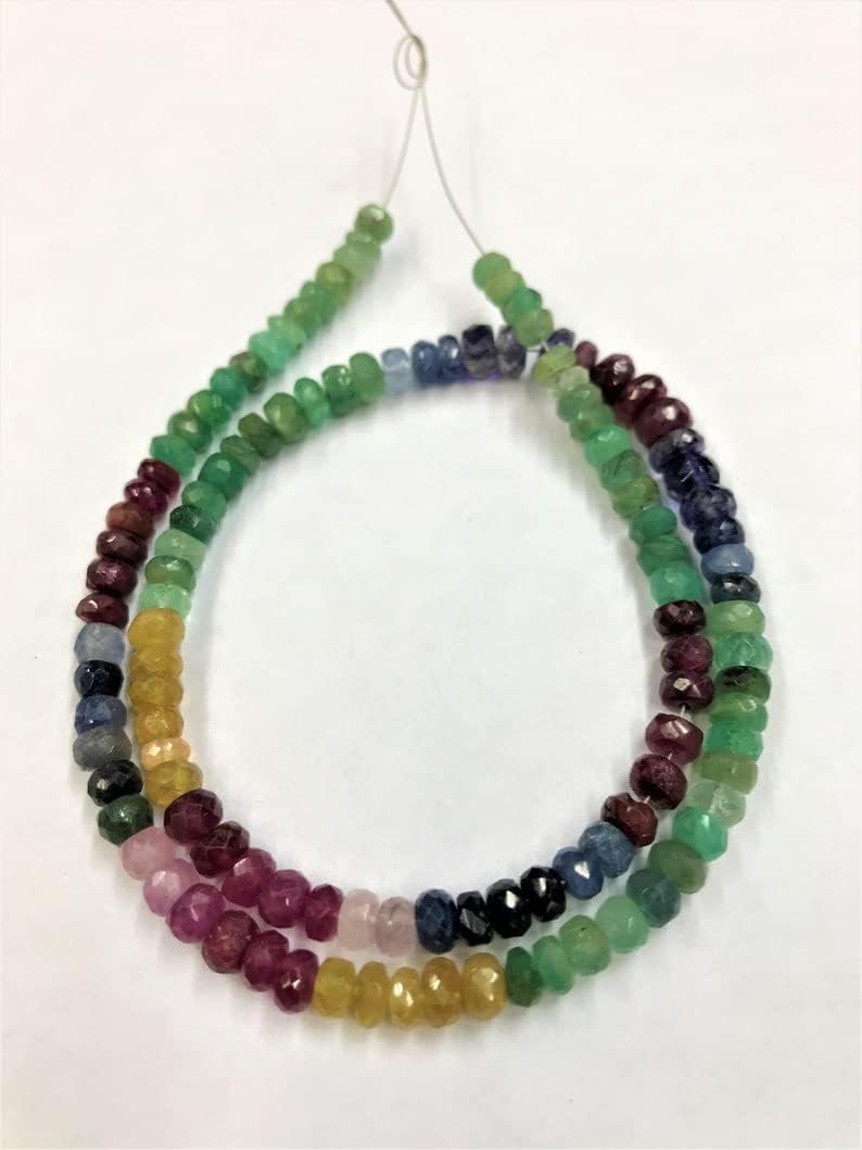13 inch Strand of Natural gem Multi Gemstone, 5x6mm rondelle Faceted Beads for DIY Jewelry Making. | Beads_05474