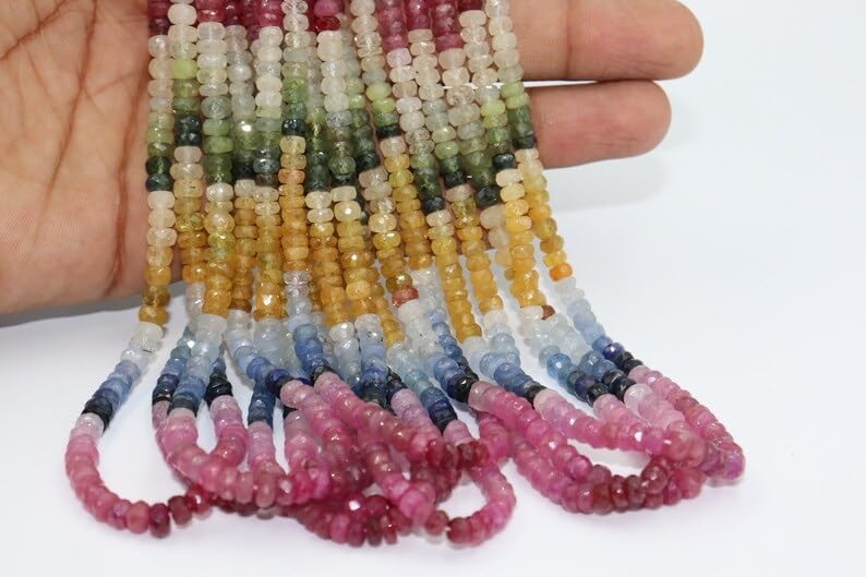 Multi Sapphire Faceted Rondelle Beads 5-5.5 mm Multi Beads Multi Rainbow Beads Multi Sapphire Beads Wholesale Beads