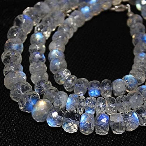 Blue Moonstone Micro Faceted Rondelle Micro Gemstone Craft Loose Beads Strand Necklace 16