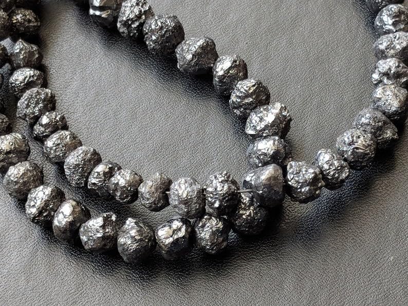 5-7mm Black Raw Diamond Beads, Black Diamond Rondelles, Diamond Beads, Black Diamond Rondelle For Necklace (4IN To 16IN Options)- PPD175, 5-7 MM