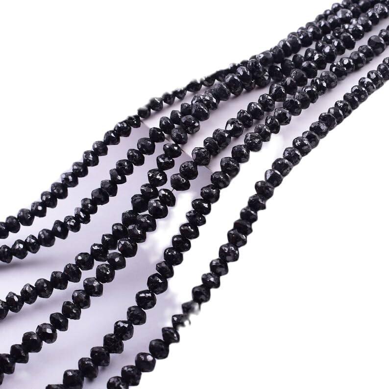 13 inch Strand of Natural gem Black Diamond, 4mm Rondelle Faceted Beads for DIY Jewelry Making. | Beads_02000