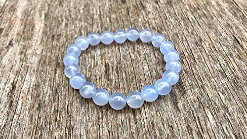 Positive Energy 8mm Stretchable Blue Blue Chalcedony Bracelet Round, Smooth 7