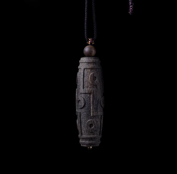 Agarwood Natural Vietnam Nha Trang Agarwood DZI Pendant Lucky Beads 60mm*20mm