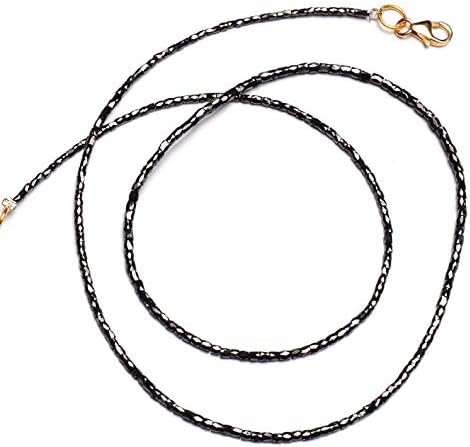 Natural Super Quality Black Diamond Pipe Shape Beads Necklace 18