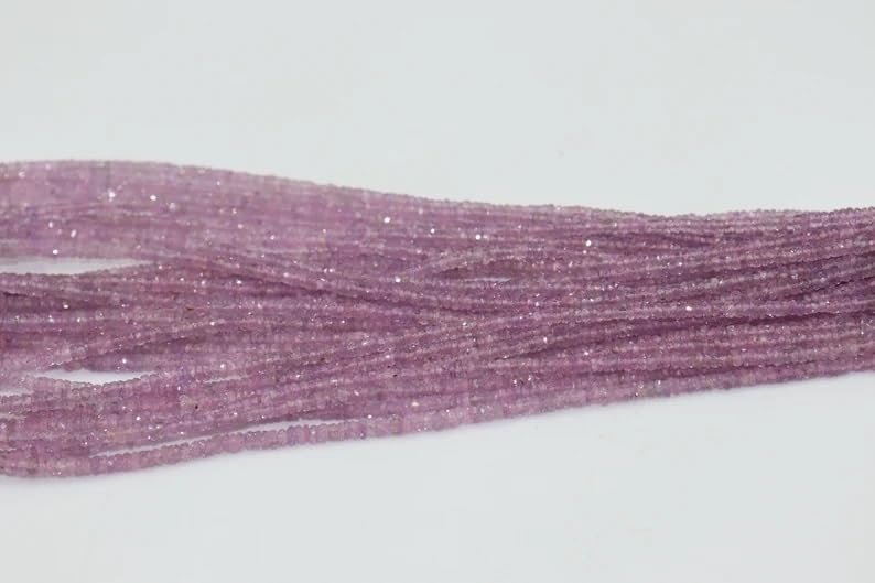 Natural Pink Sapphire Faceted Rondelle Beads 2.5-3.5mm Pink Sapphire Faceted 3mm Pink Sapphire Beads Wholesale Beads