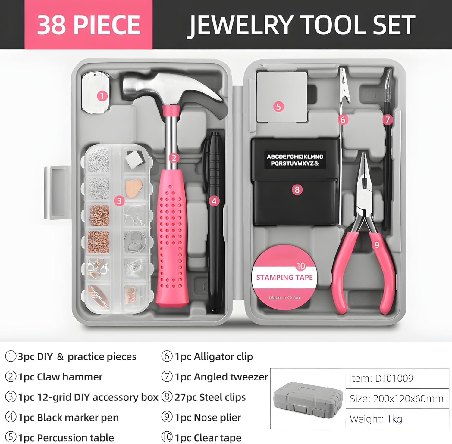 Vital Ease 17-Pc Jewelry Making Kit with Pliers, Nylon Thread & Metal Wire – All-in-One DIY Tools for Necklace, Earrings, Bracelets (ArtisanCraft 38-Piece Jewelry Tool Set)