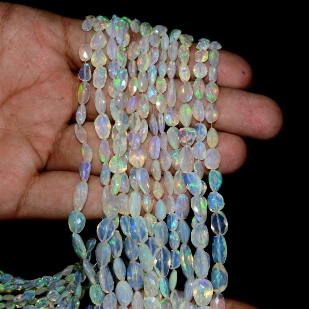 Ethiopian Welo Opal High Fire Gemstone 6-10mm Faceted Nugget Beads Tumbled 16''
