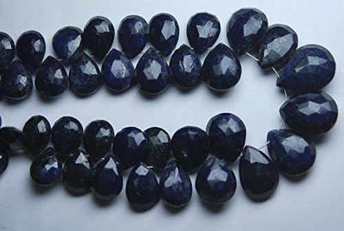 20 Pieces,Dyed Natural Blue Ruby Faceted Pear Shape Briolettes,7-9mm Size