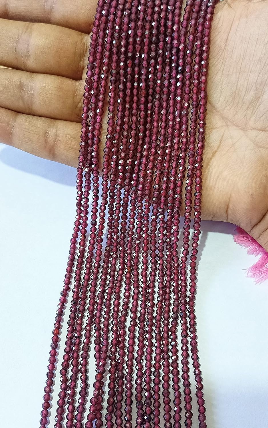 Natural Rhodolite Garnet Faceted Round Beads 3 MM Approx | A Strand of 12 Inch | Beads for DIY Jewelry -Earring, Necklace, Bracelet, Anklet (10)