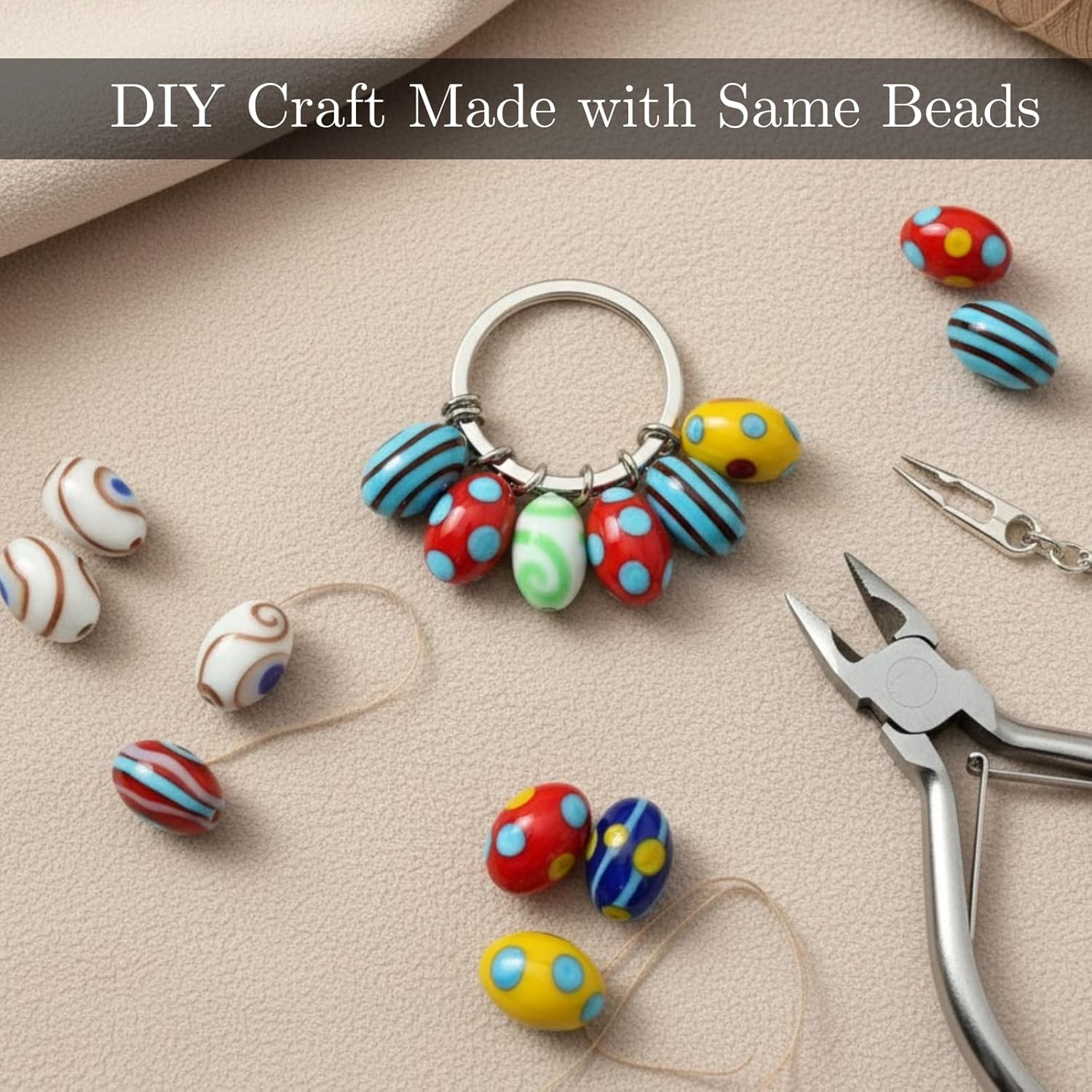 Handcrafted Multicolor Lampwork Glass Beads | Decorative Mixed Rondelle Shape Artistic Beads | Available in 10 Strands | Premium Loose Beads for Jewelry Making & Crafts