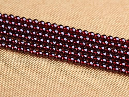 13 inch Strand of Natural gem Garnet, 4 mm Round Smooth Beads for DIY Jewelry Making. | Beads_03625