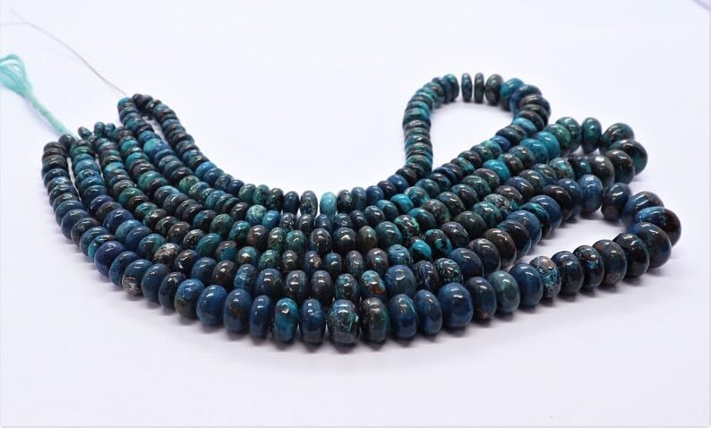 Natural AAA Quality Natural Chrysocolla rondella Faceted Beads 6-11 MM 16 inch Long String Jewelry Making Gemstone Beads for Necklace Bracelet
