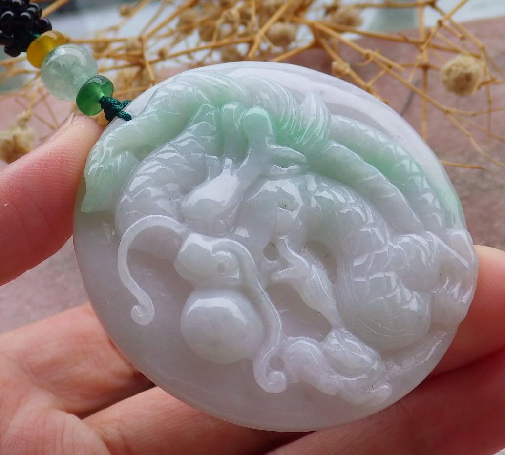 Certified Green Natural A Jade jadeite Pendant Dragon Bead 生意兴隆 686478 AS