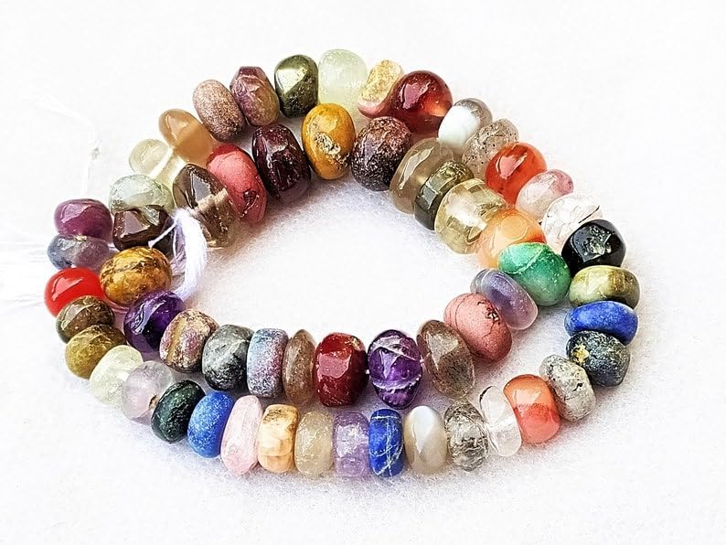13 inch Strand of Natural gem Multi Gemstone, 7-11mm rondelle Smooth Beads for DIY Jewelry Making. | Beads_05481