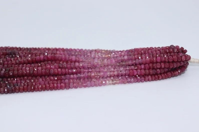Ruby Faceted Rondelle Beads 4-5 mm Sapphire Beads Ruby Rondelle Beads Faceted Ruby Wholesale Beads for Making Jewelry