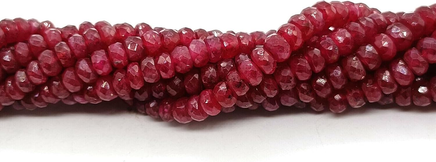 Natural Ruby Rondelle Shape Faceted 3-6mm Gemstone Loose Beads 16