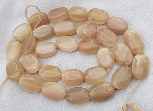13 inch Strand of Natural gem Peach Moonstone, 12-14mm Oval Smooth Beads for DIY Jewelry Making. | Beads_06045