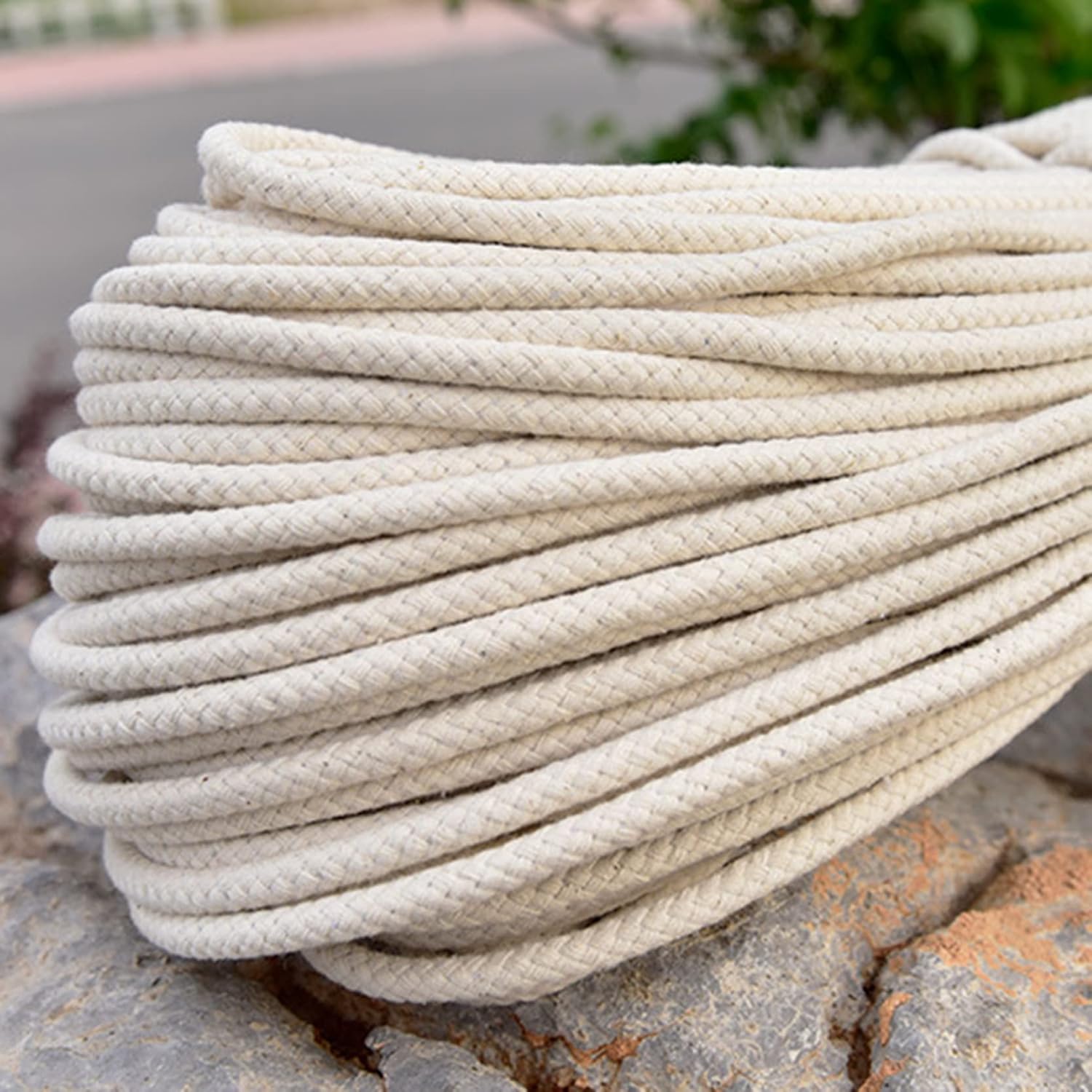 Cotton String Ball, Elastic cord, thread beading string,Washing Line Rope Strong Outdoor 30m/50m,Thick 6/8/10mm Natural Cotton Rope Braided Clothesline String,Multipurpose Clothes Line Laundry Line,8m