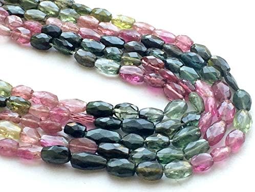 13 inch natural beads strand of 4X6mm faceted oval multi tourmaline gemstone Beads for DIY jewelry - necklace, bracelet, earring, ring.