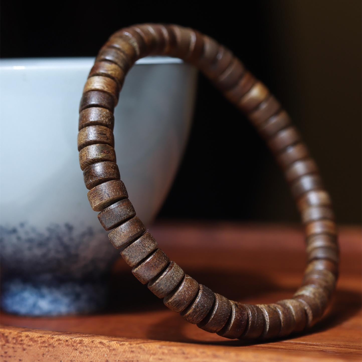 Vietnam Nha Trang White Agarwood Abalone Beads, 7mm Single Strand, Delicate Honey Aroma with Cooling Notes