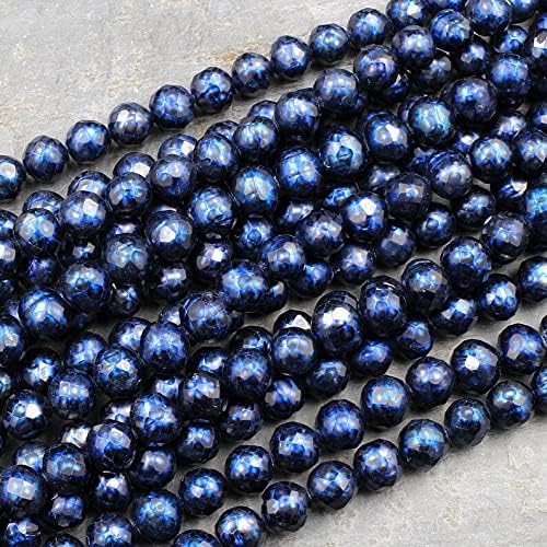 13 inch Strand of Natural gem Freshwater Pearl, 10 mm Round Faceted Beads for DIY Jewelry Making. | Beads_03837