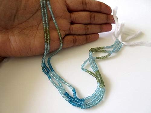 50 Strands Wholesale Natural Blue Apatite Green Apatite Rondelle Bead,3mm Faceted Rondelle Beads,Multi Color Apatite Beads,13.5 Inch Strand