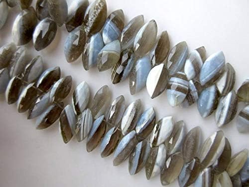 Natural Blue Grey Bi Color Opal Faceted Marquise Shaped Briolette Beads, 16mm to 22mm 4.25 Inch Long Strand. Code-HIGH-48182