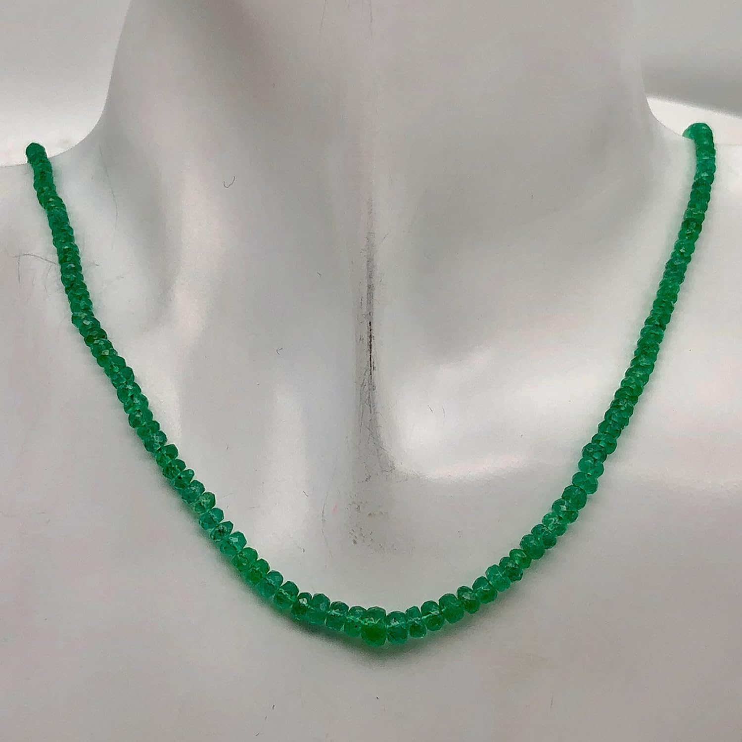 26.5cts Natural AAA Emerald Roundel Bead Strand 109901 for Jewelry Making