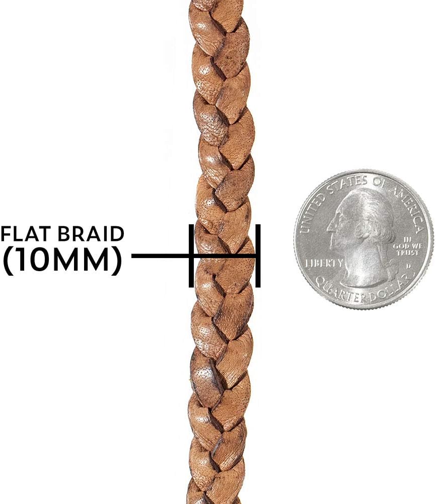 Craft County Flat Braided Leather Jewelry Craft Cord – Necklaces, Belts, Bracelets, Crafts and Jewelry Making (Red Brown, 10mm X 25 Yards)