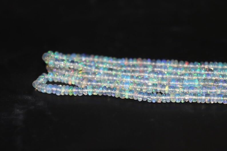 Ethiopian Opal Bead Opal Rondelle Beads 4-4.25 mm Opal Plain Beads Fire Opal Beads Flashy Opal Beads for Making Jwelery