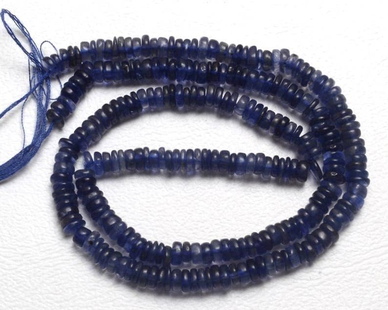 13 inch Strand of Natural gem Iolite, 4-5mm rondelle Smooth Beads for DIY Jewelry Making. | Beads_04912