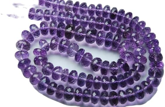 13 inch Strand of Natural gem Amethyst, 7-8mm rondelle Faceted Beads for DIY Jewelry Making. | Beads_01713