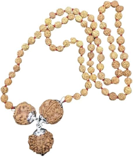 Rudraksha Combination for Creativity 4,6,8 Mukhi Nepal in Silver Pendent with Rudraksha Mala (Medium)