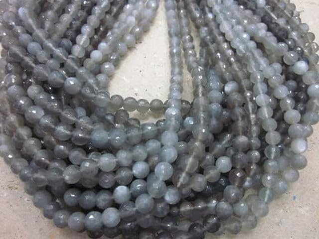 14 Inches Long Grey Moonstone Beads 7-8 mm lot of 10 Strands CHIK-STRD-95108